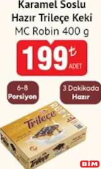 MC ROBİN KARAMEL SOSLU HAZIR TRİLEÇE KEKİ 400 G fiyat ve kampanya bilgisi